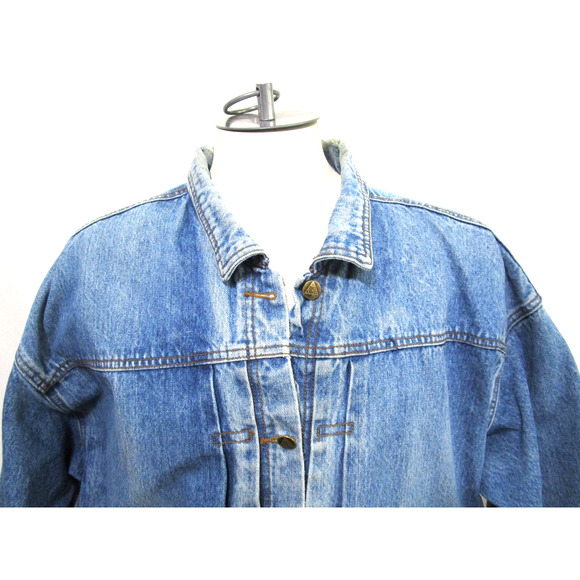 VTG 80s-90s Un Bleu Choix Oversize Denim Jacket Men Sz S - Picture 2 of 12